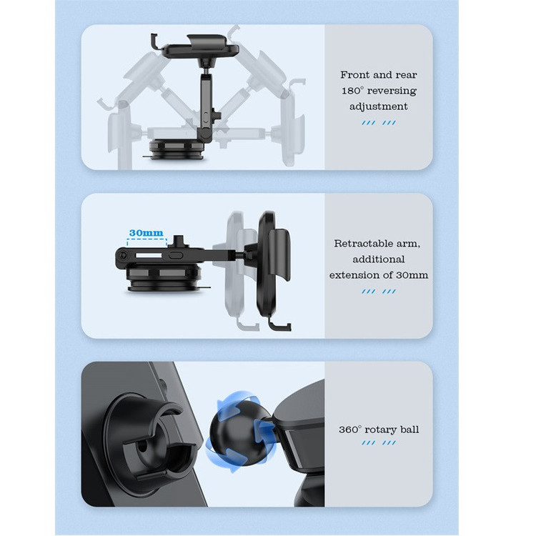 تصویر نحوه اتصال پایه نگهدارنده و شارژر بی سیم گوشی موبایل 15 وات الدینیو مدل MW21-1