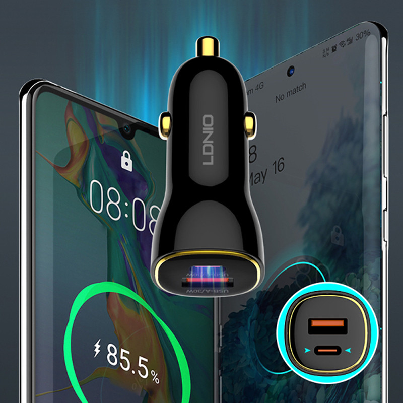 شارژر فندکی 60 وات الدینیو مدل C103 به همراه کابل USB-C مشکی رنگ تهران 1020