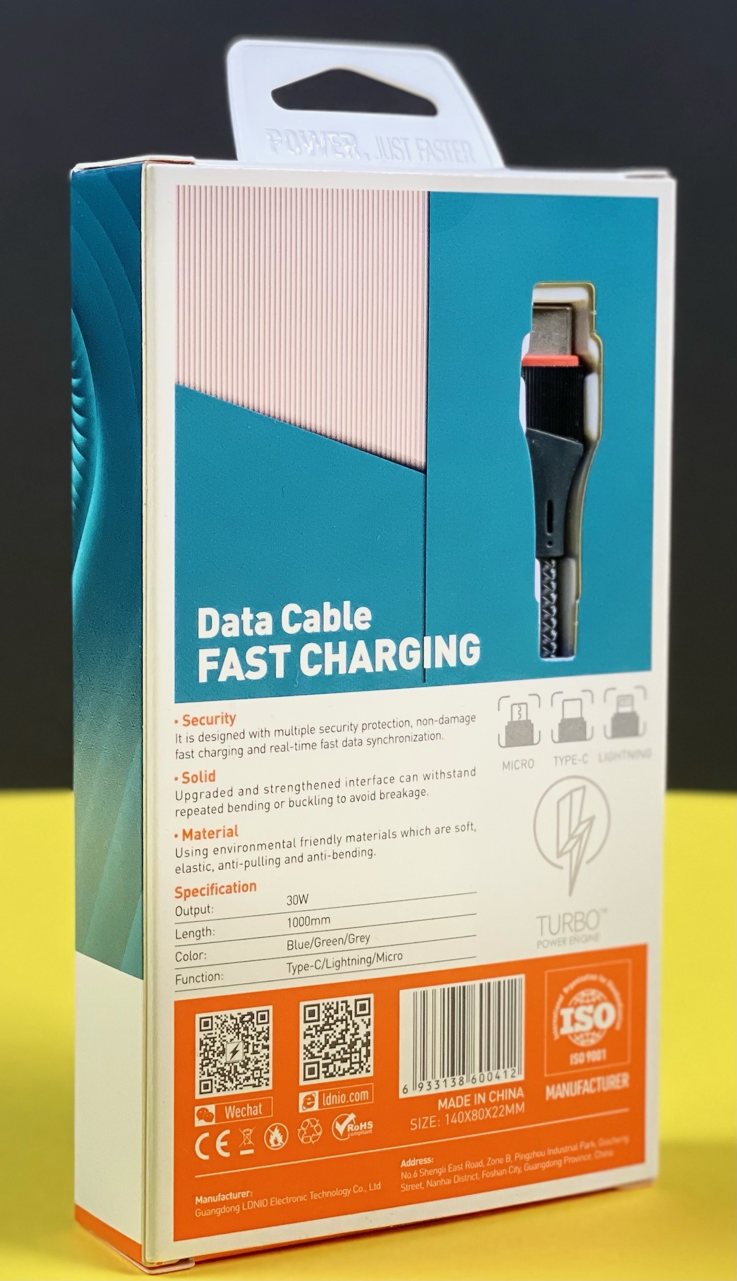 کابل تبدیل USB به USB-C الدینیو مدل LS631 طول 1 متر  خاکستری رنگ تهران 1020