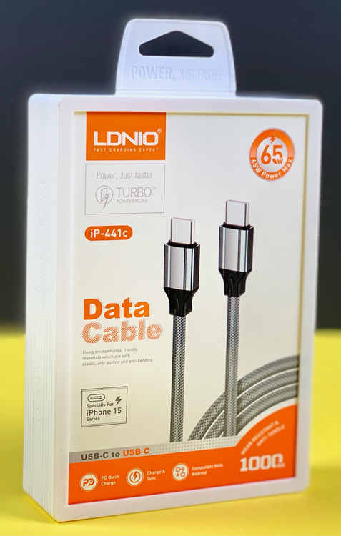 کابل USB-C به USB-C الدینیو مدل LC-441c طول 1 مترخاکستری دو سرتایپ سی رنگ تهران 1020