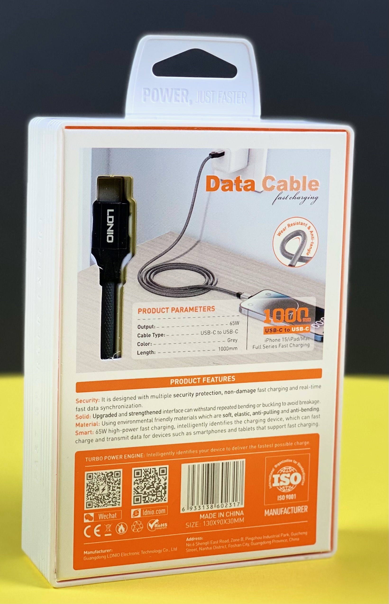 کابل USB-C به USB-C الدینیو مدل LC-441c طول 1 مترخاکستری دو سرتایپ سی رنگ تهران 1020