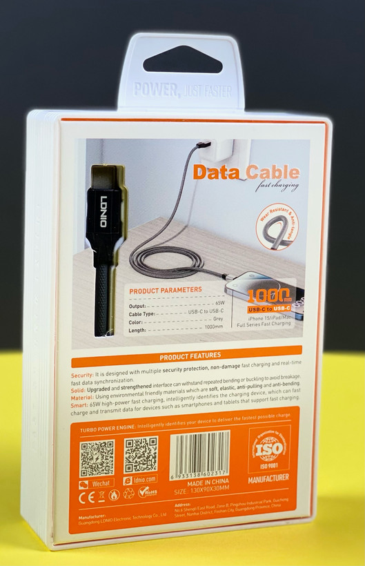 کابل USB-C به USB-C الدینیو مدل LC-441c طول 1 مترخاکستری دو سرتایپ سی رنگ تهران 1020