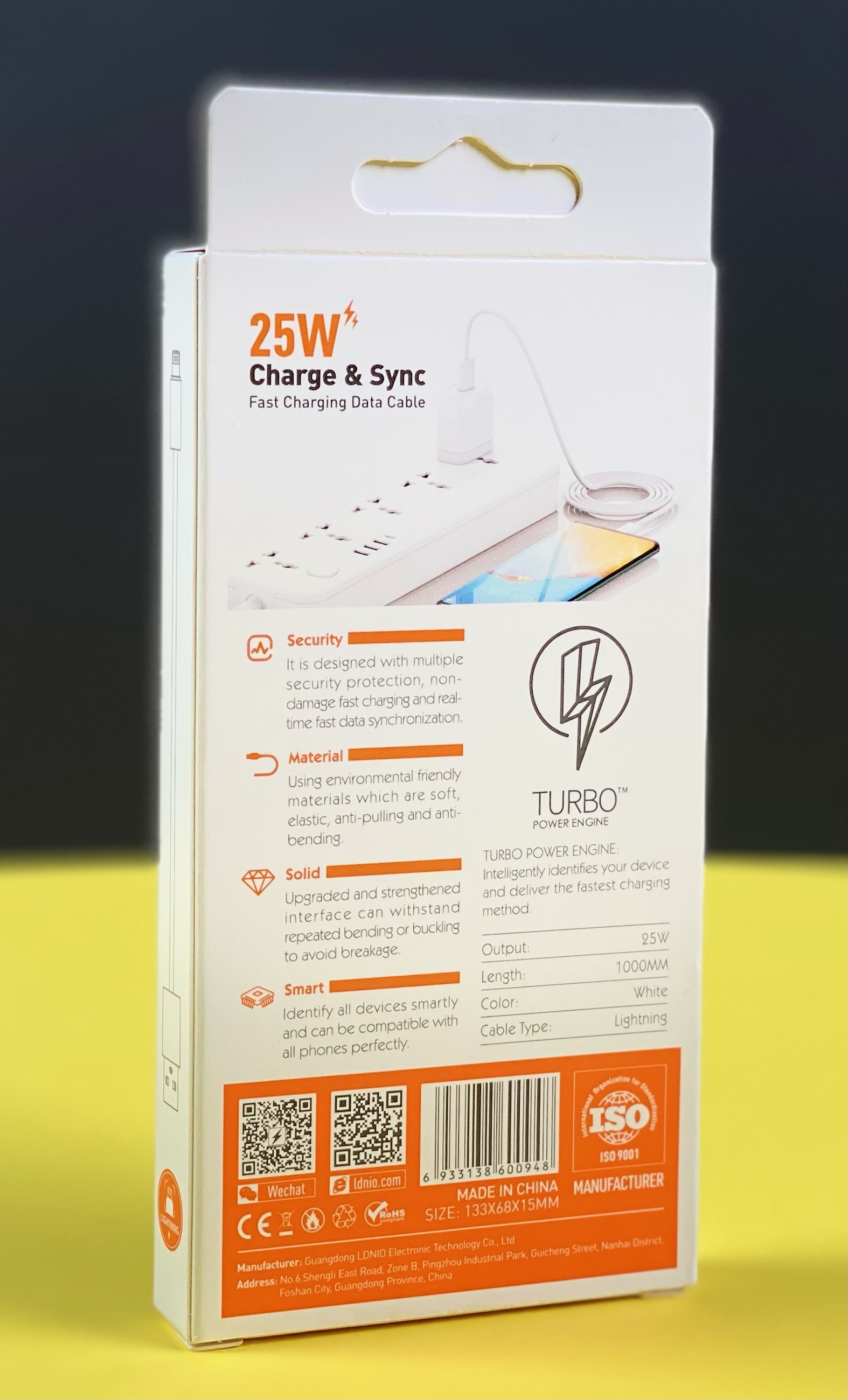 کابل تبدیل USB به LIGHTENING الدینیو مدل LS891 - P  طول 1 مترسفیدرنگ تهران 1020