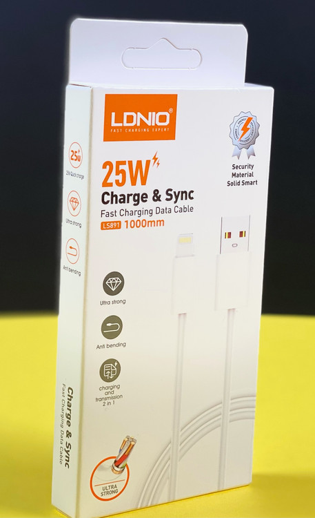 کابل تبدیل USB به LIGHTENING الدینیو مدل LS891 - P طول 1 مترسفیدرنگ تهران 1020